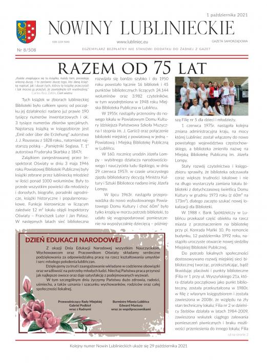 okładka Nowiny Lublinieckie 8/508